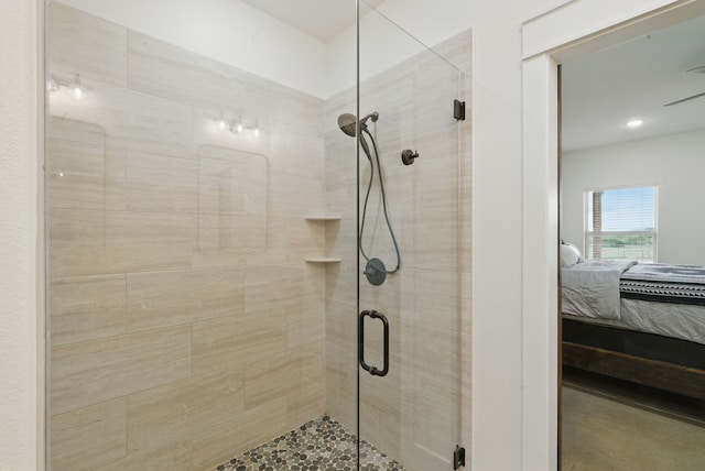 170 La Cresta Ln, Mineral Wells, TX 76067 - ensuite bathroom with a stall shower and recessed lighting