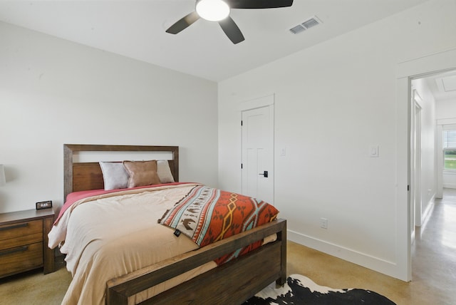 170 La Cresta Ln, Mineral Wells, TX 76067 - bedroom featuring attic access and a ceiling fan