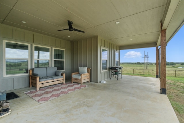 170 La Cresta Ln, Mineral Wells, TX 76067 - view of patio with ceiling fan and a view of rural / pastoral area