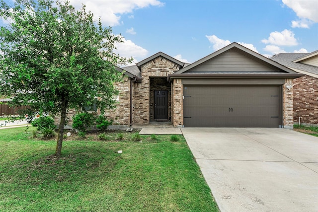 901 Opal Path, Princeton, TX 75407 - ranch-style house with brick siding, an attached garage, a front lawn, and concrete driveway