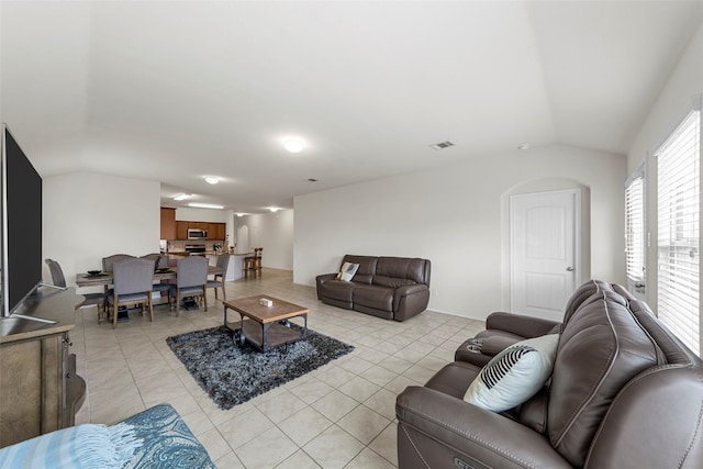 901 Opal Path, Princeton, TX 75407 - living room featuring vaulted ceiling and light tile patterned floors