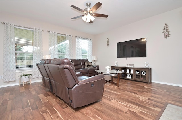 3209 Silver Point Ct, Mansfield, TX 76063 - living room featuring light wood-style floors and a ceiling fan