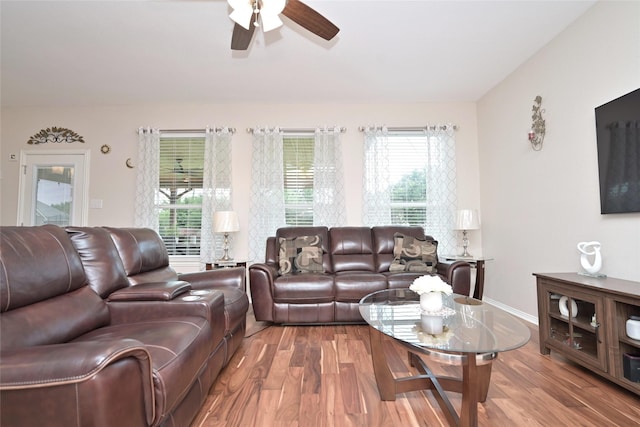 3209 Silver Point Ct, Mansfield, TX 76063 - living area with plenty of natural light, wood finished floors, and ceiling fan