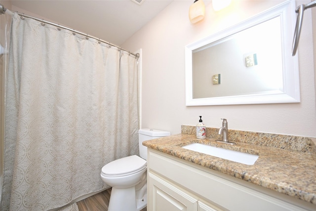 3209 Silver Point Ct, Mansfield, TX 76063 - bathroom with vanity, wood finished floors, and a shower with curtain