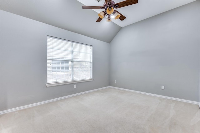 11722 Estacado Dr, Frisco, TX 75033 - empty room with a ceiling fan, light colored carpet, and vaulted ceiling