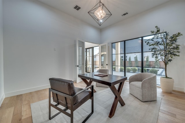 3527 Torrance Blvd, Frisco, TX 75034 - office with a chandelier and light wood-type flooring