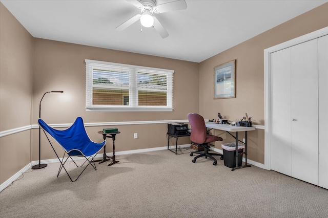 2113 Trinity Dr, Waco, TX 76710 - carpeted office featuring ceiling fan and baseboards
