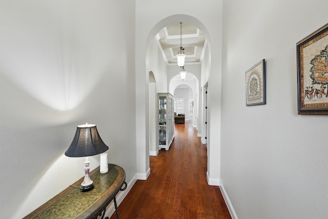 2428 Lilyfield Dr, Trophy Club, TX 76262 - hallway with arched walkways and wood finished floors