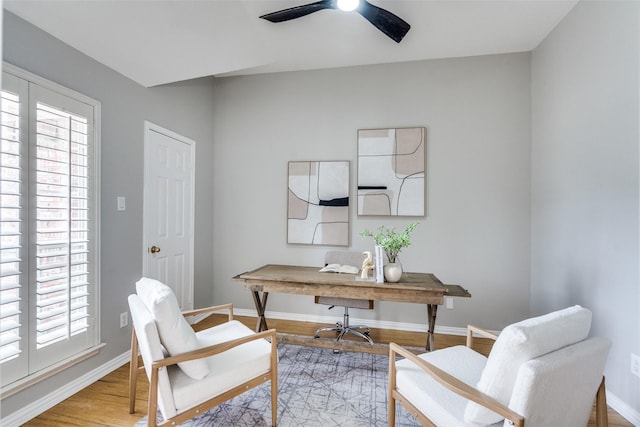 10715 Robincreek Ln, Frisco, TX 75035 - home office with wood finished floors and ceiling fan