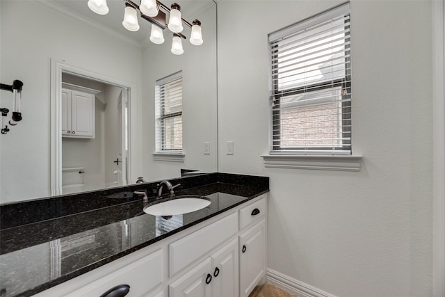 5513 Martel Ave, Dallas, TX 75206 - bathroom with vanity and ornamental molding