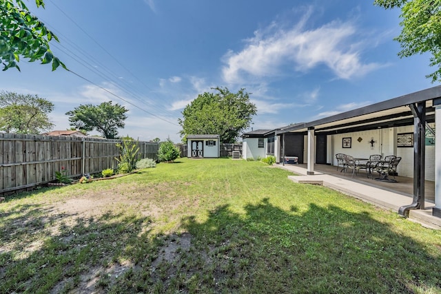 713 Keystone St, Mesquite, TX 75149 - fenced backyard featuring a shed and a patio