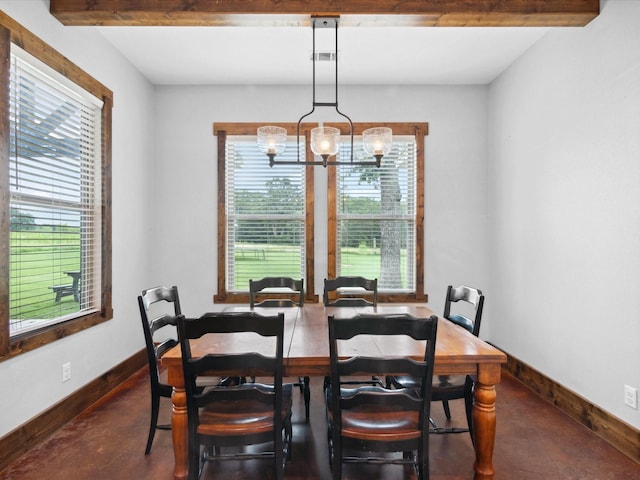 3628 S Fm 1655, Chico, TX 76431 - dining space featuring concrete flooring, plenty of natural light, and a chandelier