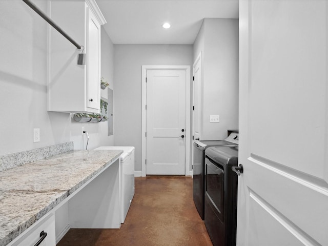 3628 S Fm 1655, Chico, TX 76431 - laundry area with washer and dryer, cabinet space, and recessed lighting