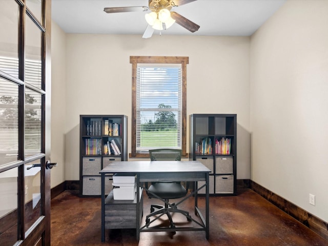 3628 S Fm 1655, Chico, TX 76431 - home office with finished concrete flooring and a ceiling fan