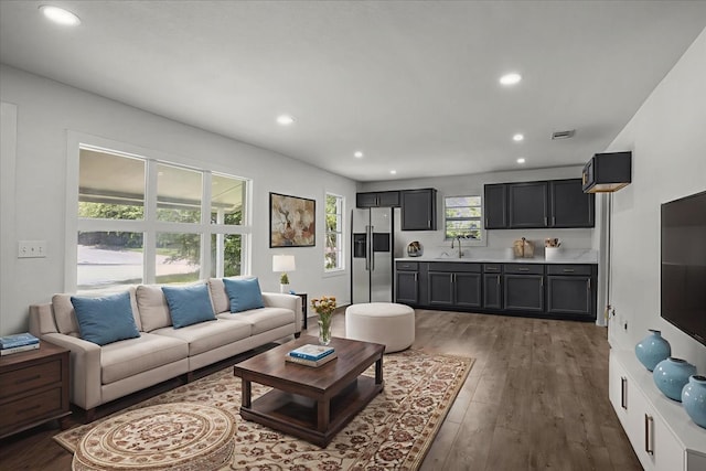 8208 Kender Ln, White Settlement, TX 76108 - living area with wood finished floors and recessed lighting
