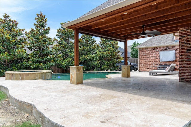 11819 Coronado Trl, Frisco, TX 75033 - view of patio / terrace featuring a ceiling fan and a pool with connected hot tub