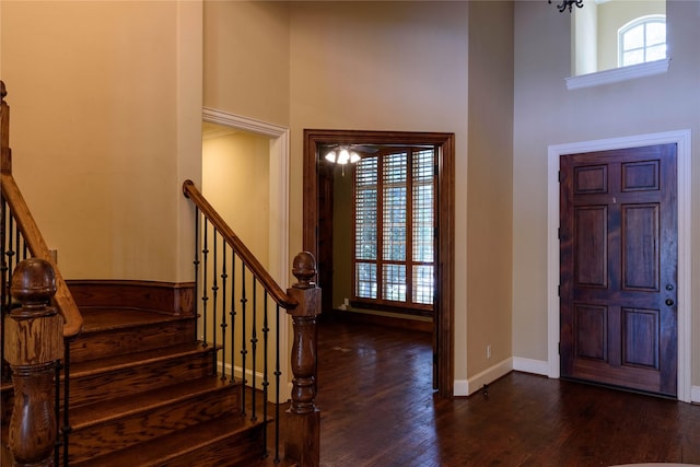 11819 Coronado Trl, Frisco, TX 75033 - foyer with a towering ceiling, wood finished floors, and stairs