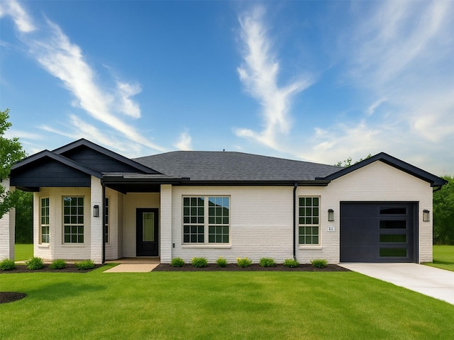 3700 Creek View Dr, Mckinney, TX 75071 - ranch-style house featuring driveway, an attached garage, a front lawn, and a shingled roof