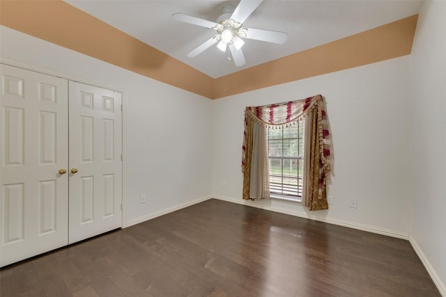 1907 New Haven Rd, Grapevine, TX 76051 - unfurnished bedroom with wood finished floors, a ceiling fan, and lofted ceiling