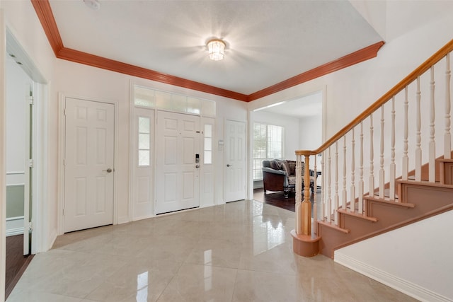 1907 New Haven Rd, Grapevine, TX 76051 - entrance foyer with stairway and crown molding