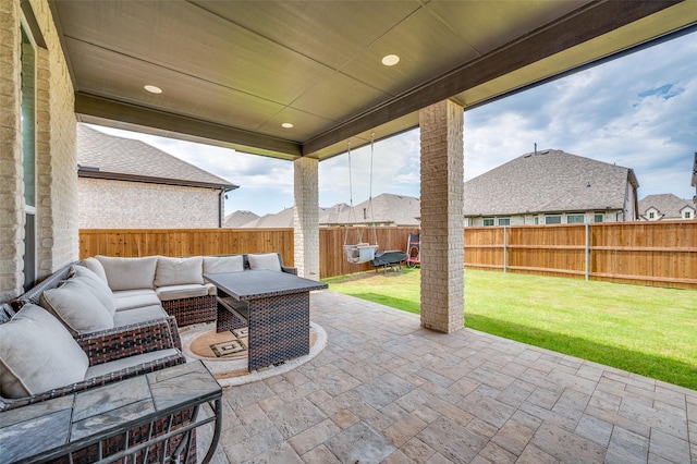 4017 Prickly Pear Ave, Aubrey, TX 76227 - fenced backyard featuring outdoor lounge area and a patio area