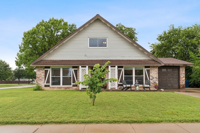 2318 Valleywood Dr, Carrollton, TX 75006 - view of front of home with a garage, a front lawn, concrete driveway, and brick siding