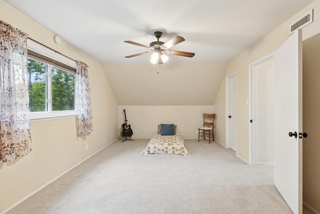 2318 Valleywood Dr, Carrollton, TX 75006 - unfurnished room featuring vaulted ceiling, ceiling fan, and carpet
