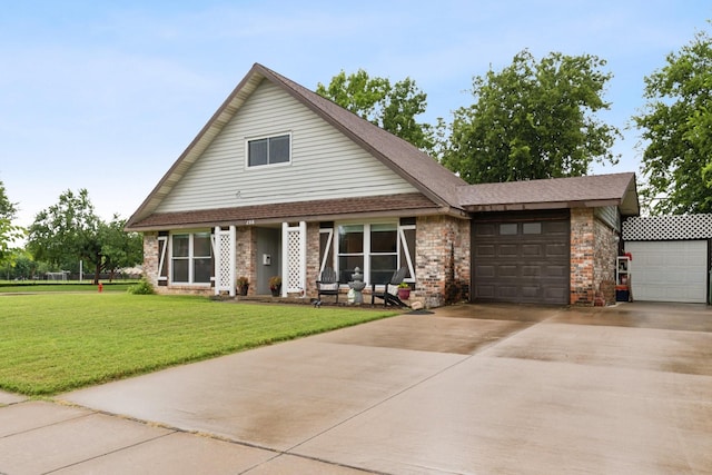 2318 Valleywood Dr, Carrollton, TX 75006 - view of front of home with an attached garage, driveway, brick siding, and a front yard