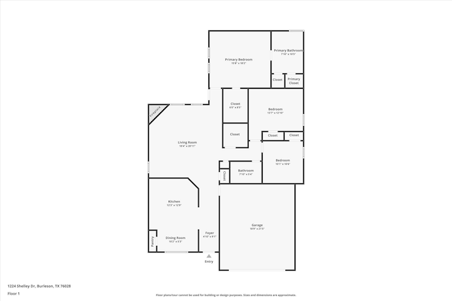 1224 Shelley Dr, Burleson, TX 76028 - view of floor plan / room layout