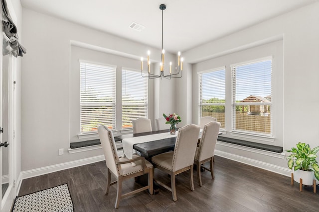 618 Sophia St, Midlothian, TX 76065 - dining room with a chandelier and dark wood-style floors