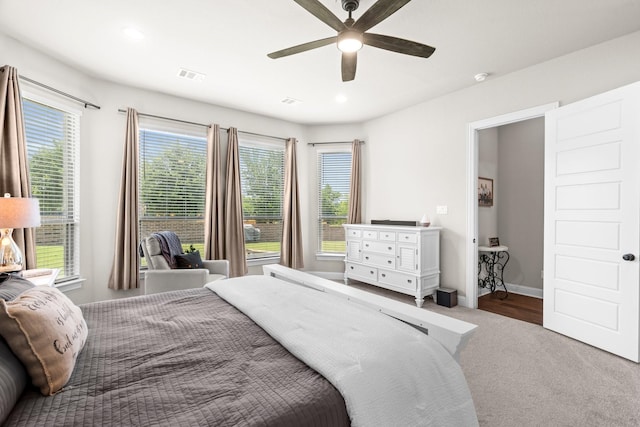 618 Sophia St, Midlothian, TX 76065 - carpeted bedroom featuring multiple windows and ceiling fan