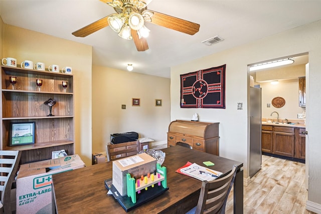 406 Anice Ln, Euless, TX 76039 - dining space featuring ceiling fan and light wood-type flooring