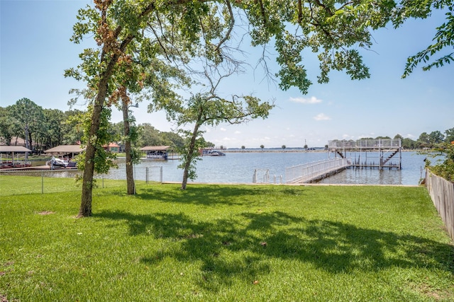 162 Aztec Dr, Mabank, TX 75156 - view of yard with a water view and a dock