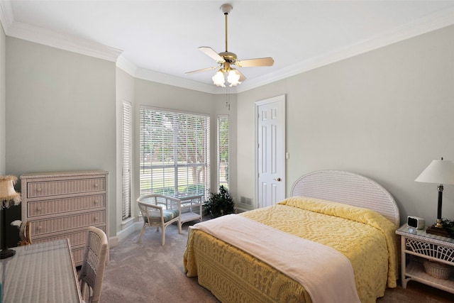 128 Country Club Dr, Heath, TX 75032 - bedroom with carpet, crown molding, and ceiling fan