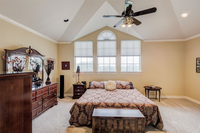 128 Country Club Dr, Heath, TX 75032 - bedroom featuring carpet flooring, vaulted ceiling, and a ceiling fan