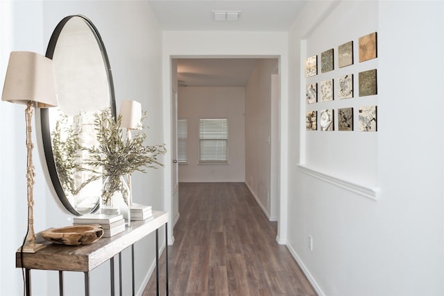 3913 Great Plains Way, Forney, TX 75126 - corridor with dark wood-style flooring and baseboards
