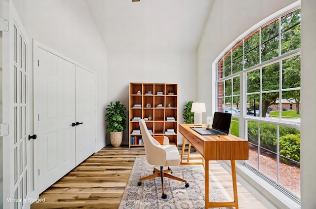15578 Wrangler Dr, Frisco, TX 75035 - office with wood finished floors and high vaulted ceiling