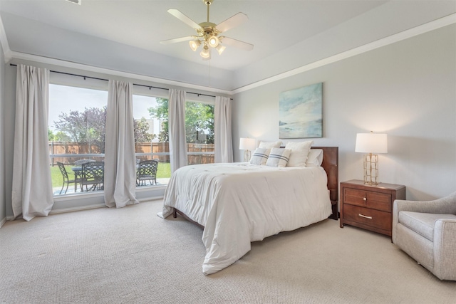 8508 Forsythia Dr, Mckinney, TX 75072 - bedroom featuring light colored carpet, access to outside, and a ceiling fan