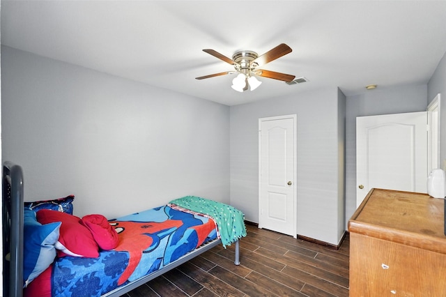 9212 Bedford Ln, Mckinney, TX 75071 - bedroom with dark wood-style flooring and ceiling fan