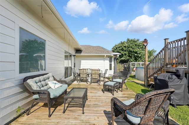 9212 Bedford Ln, Mckinney, TX 75071 - wooden deck with outdoor dining space