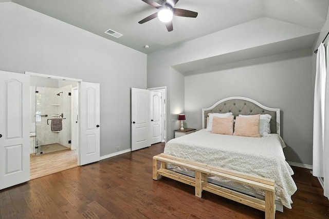 4321 Hazy Meadow Ln, Grapevine, TX 76051 - bedroom with wood finished floors, ceiling fan, and a towering ceiling