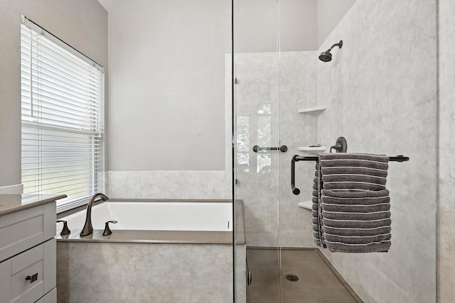 4321 Hazy Meadow Ln, Grapevine, TX 76051 - full bathroom featuring a stall shower, a garden tub, plenty of natural light, and vanity