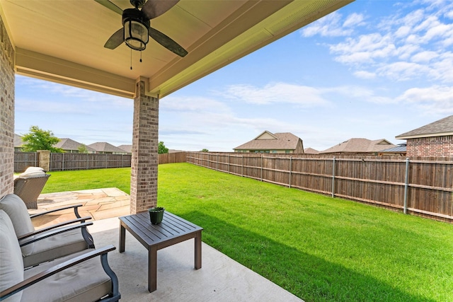 4917 Woodloch Dr, Princeton, TX 75407 - fenced backyard featuring a patio and a ceiling fan