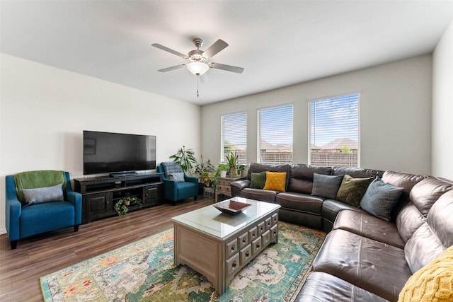 4917 Woodloch Dr, Princeton, TX 75407 - living room with a ceiling fan and wood finished floors