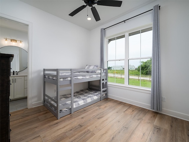16652 Caeli Heights Ct, Winona, TX 75792 - bedroom featuring light wood-style flooring, recessed lighting, and a ceiling fan