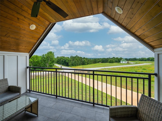 16652 Caeli Heights Ct, Winona, TX 75792 - balcony featuring ceiling fan and view of scattered trees