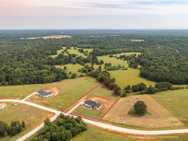 16652 Caeli Heights Ct, Winona, TX 75792 - aerial view of property and surrounding area featuring property parcel outlined and a forest