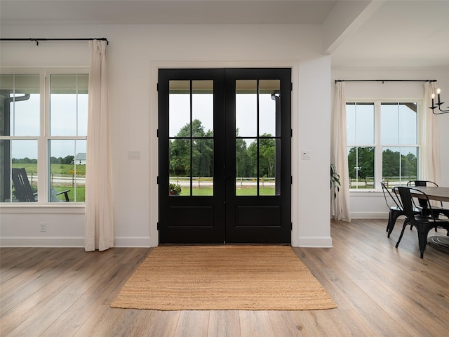 16652 Caeli Heights Ct, Winona, TX 75792 - foyer with french doors, wood finished floors, and plenty of natural light