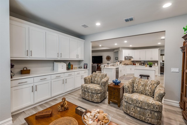 1116 Cornerstone Dr, Little Elm, TX 76227 - living room featuring light wood-style flooring and recessed lighting