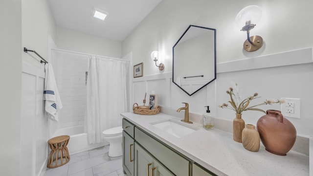 1381 County Road 1470, Chico, TX 76431 - full bathroom with vanity, shower / bath combination with curtain, and marble finish flooring